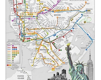 New York City Subway System "Black & White" Wall Art