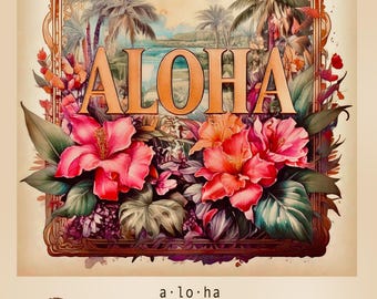 Arte mural imprimible con el significado de Aloha