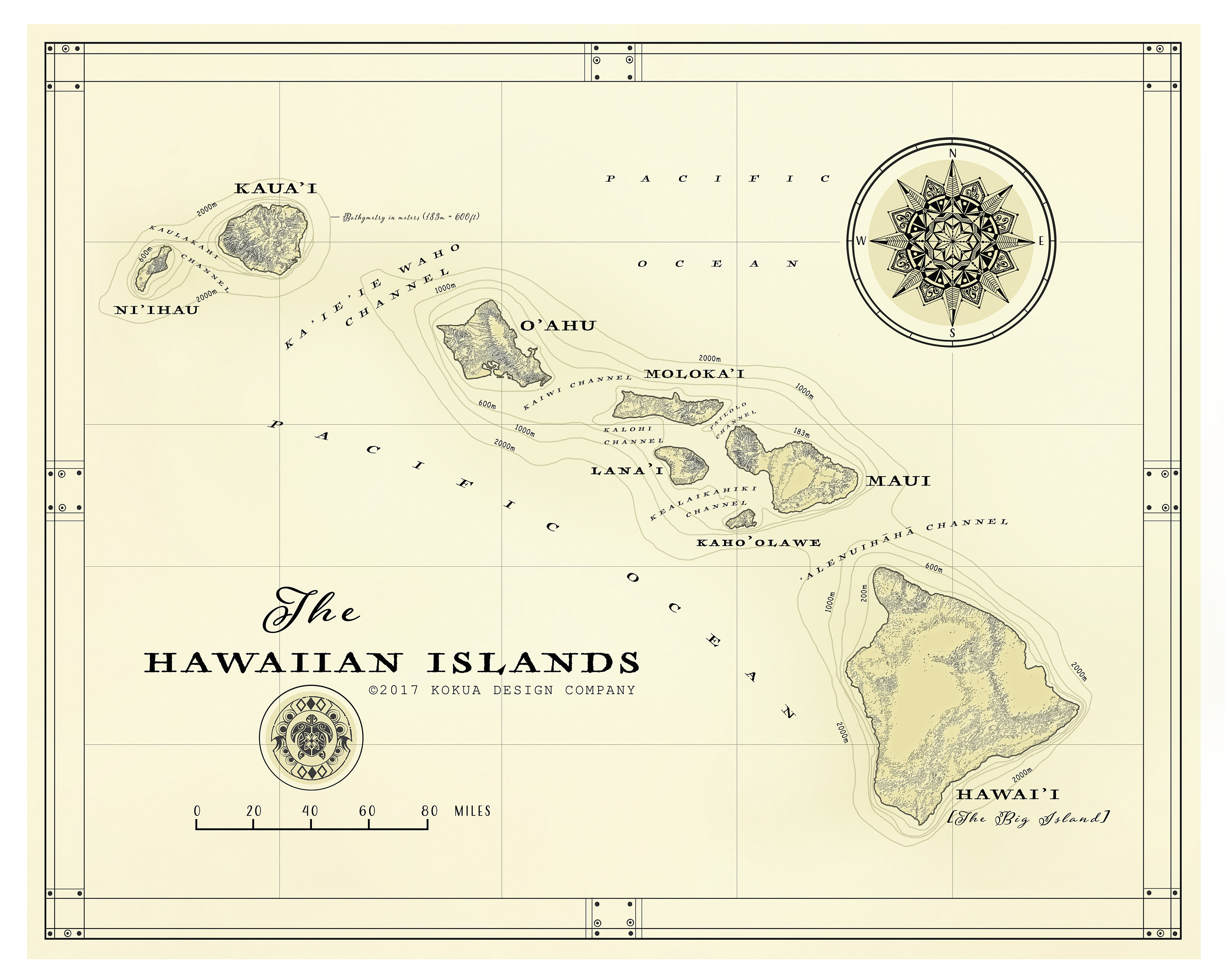 The Hawaiian Islands 11 X 14 Vintage Map Print - Etsy
