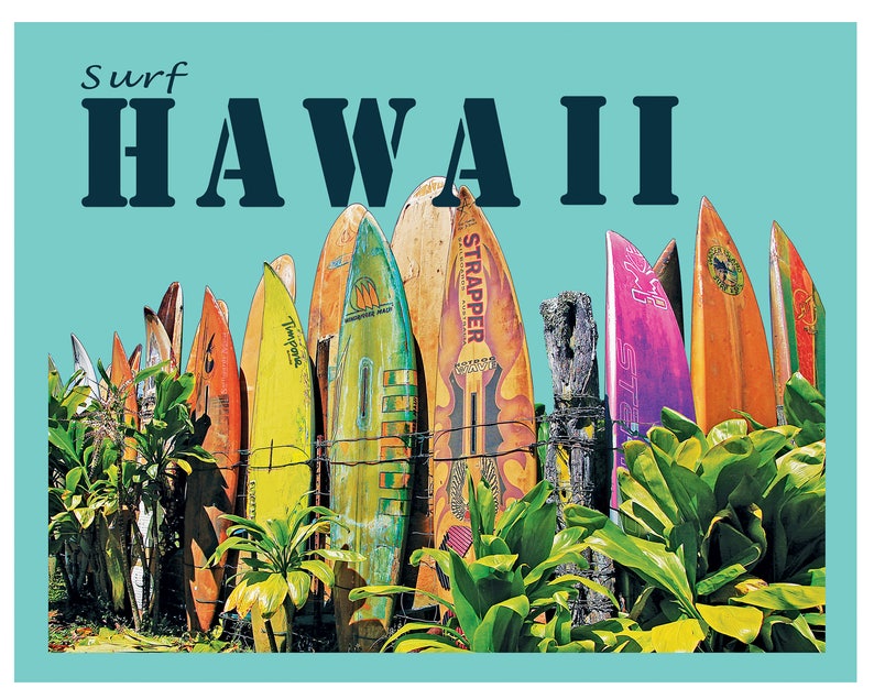 Hawaiian Post Card Print peahi Surfboard Fence - Etsy