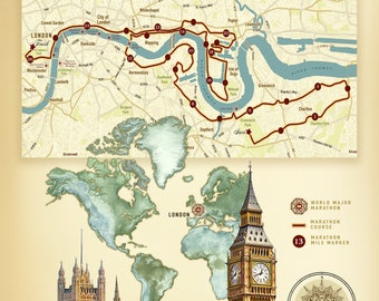 London Marathon Map Print