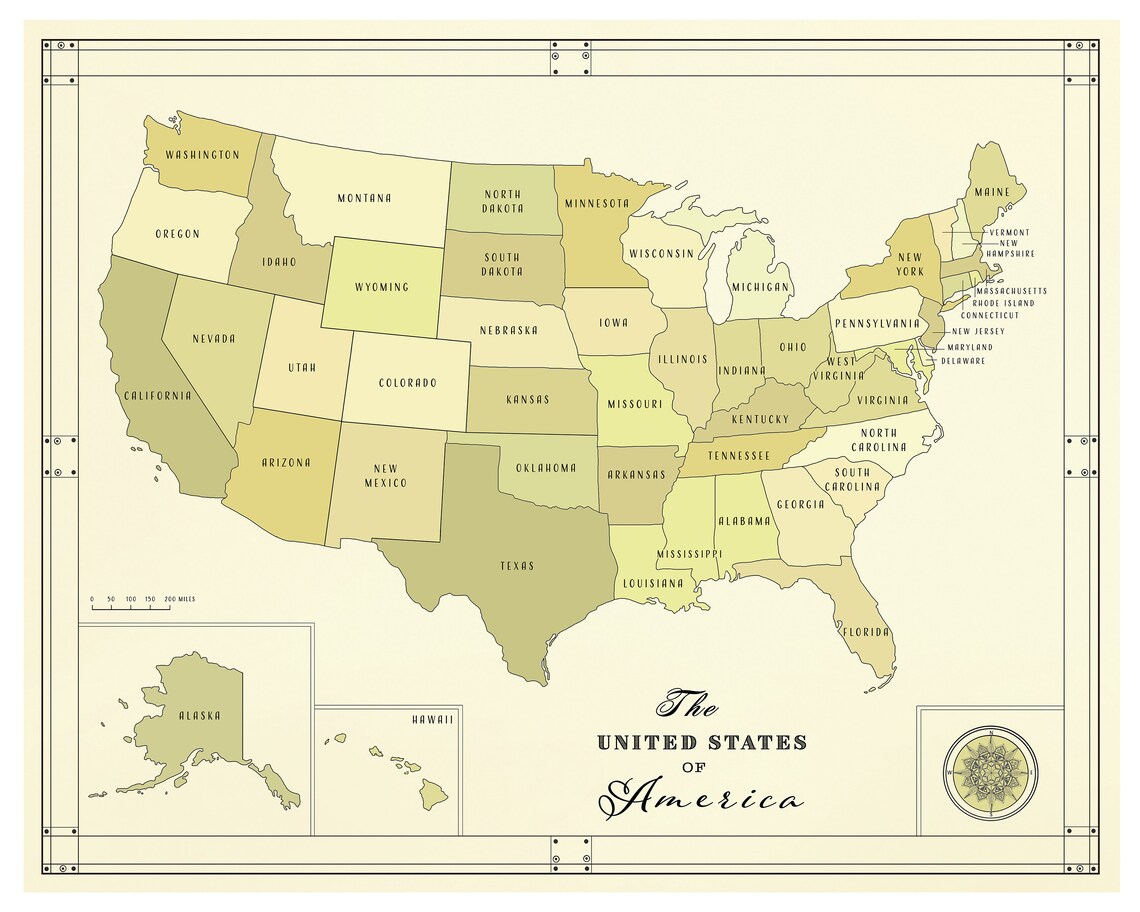 Printable United States of America Map (digital Download) - Etsy