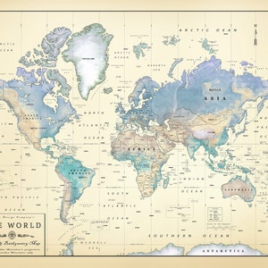 The World 11 x 14 &quot;Antiqued Inspired&quot; Country Boundaries Map