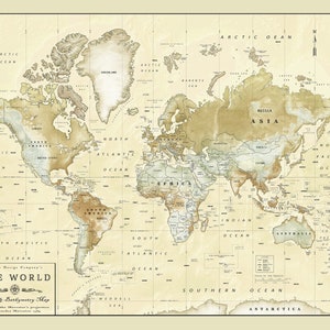 World Map Vintage Style