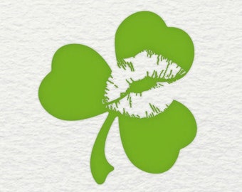 Irish Kiss SVG St. Patrick's Day SVG Clover SVG Irish Shamrock Svg Lucky Svg Files for Cricut Silhouette Laser Cut Design Digital Download