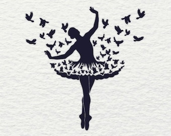 Ballerina Birds SVG Dance Feather Ballet Dancer Dancing Shirt Cut Files Silhouette Clipart Vector Cricut Svg File Clip Art svg eps ai jpeg