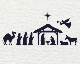 Nativity Scene SVG, Christmas Holiday Laser Cut Design (Digital Download)