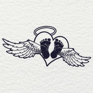 Baby Footprint SVG Memorial SVG - In Loving Memory Angel Wings Sympathy Clipart Prayer Faith Vinyl Cutting Cut File For Glowforge Laser SVG