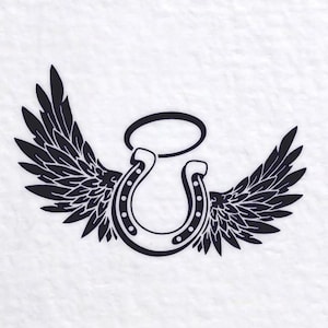 Mémorial SVG Fer à cheval SVG Dans la mémoire aimante Cheval Poney Pet Footprint Wings Sympathie Clipart Vinyle Découpe Fichier pour Glowforge Laser