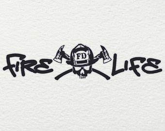 Fire Life Skull SVG Cut File, Distressed Firefighter Skull Svg First In Last Out Fire Department Fireman Silhouette Cameo Cricut Hassified