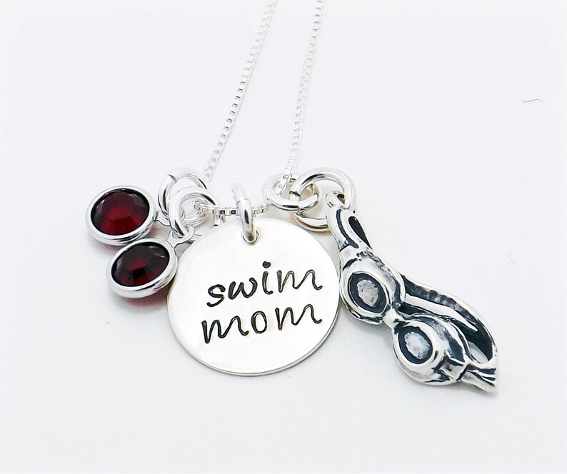 Aquatic Team Parent with Crystal Birthstones to Represent Each Swimmer Mother of Swimmer Gift for Swimming Mama Swim Mom Necklace