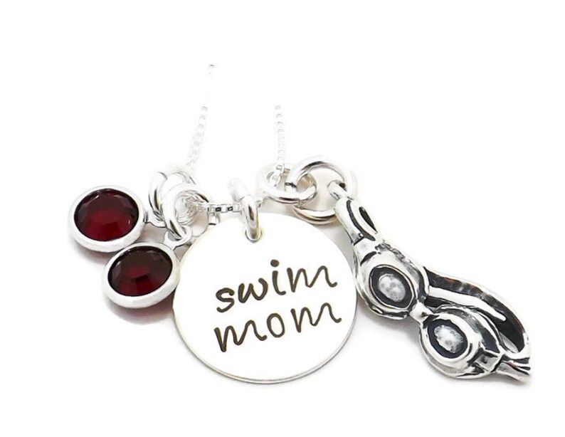 Aquatic Team Parent with Crystal Birthstones to Represent Each Swimmer Mother of Swimmer Gift for Swimming Mama Swim Mom Necklace