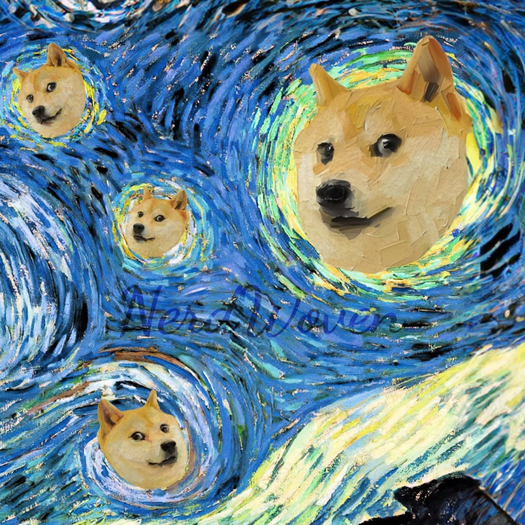 Doge Meme | Modified Art | Printable Art | Starry Night | Oil Painting ...