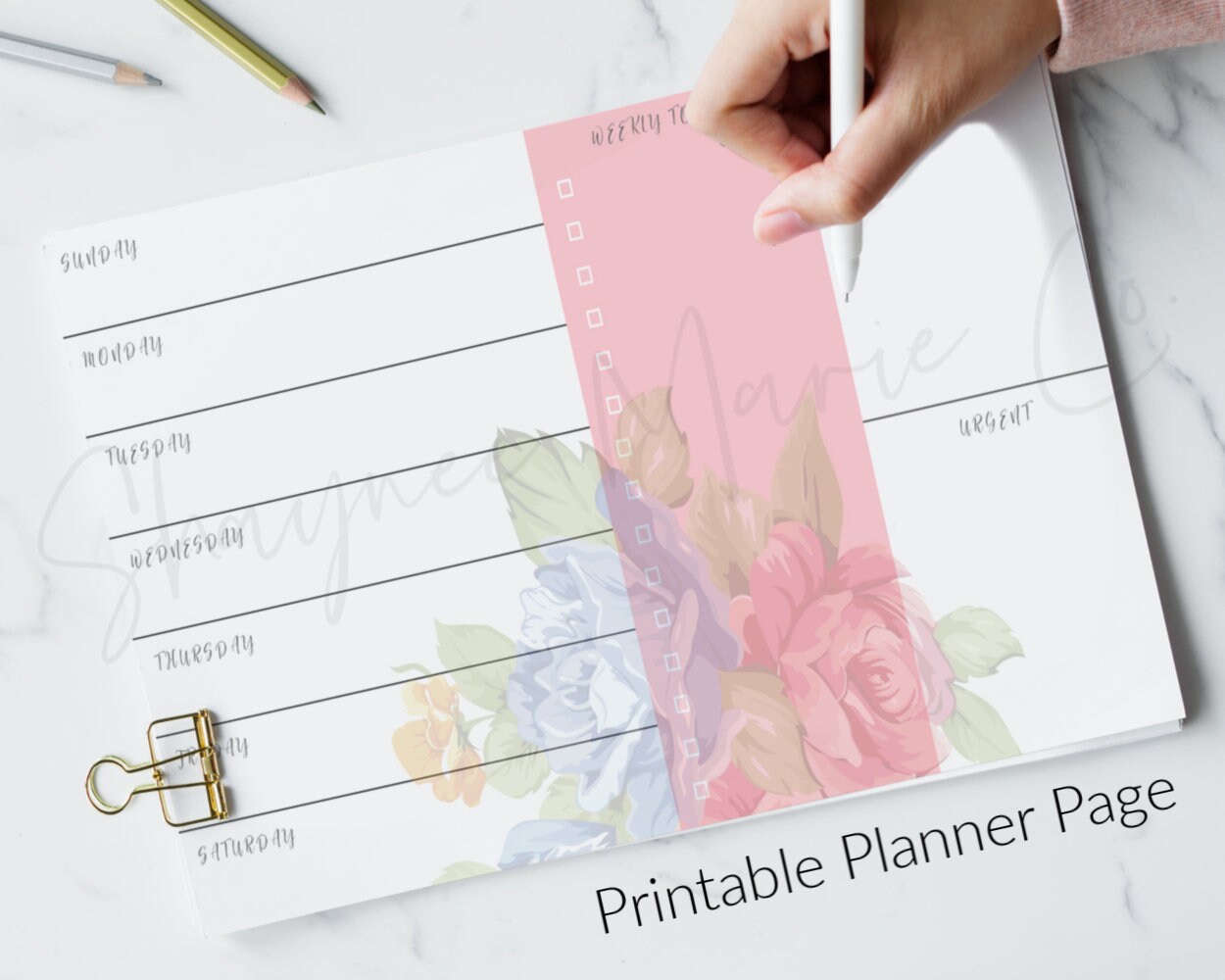 Printable Weekly Floral Planners Flower Design 2 Page Set Etsy UK