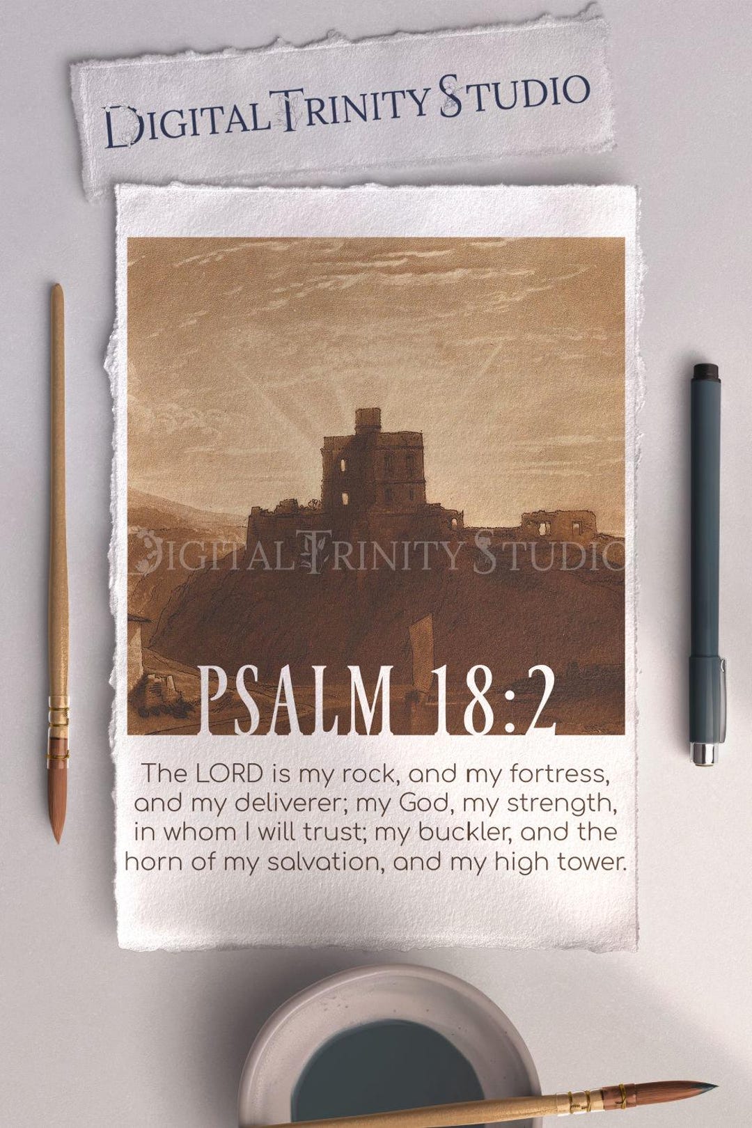 Psalm 18:2 Wall Art | Vintage Bible Verse Print | “the Lord is My Rock ...