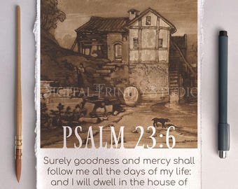 Psalm 23:6 KJV Bible Verse Print | Surely Goodness and Mercy Scripture Wall Art | Christian Home Decor | Instant Download | Faith Printable