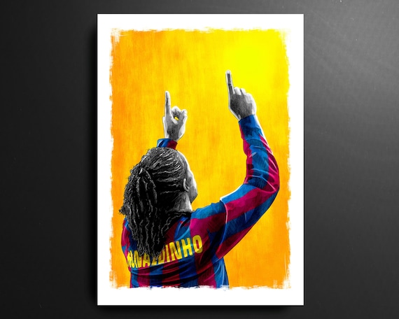 HWC Trading A4 Lionel Messi & Ronaldinho Barcelona Cadeaux imprimés photo autographe signée pour les fans de football et les supporters - A4