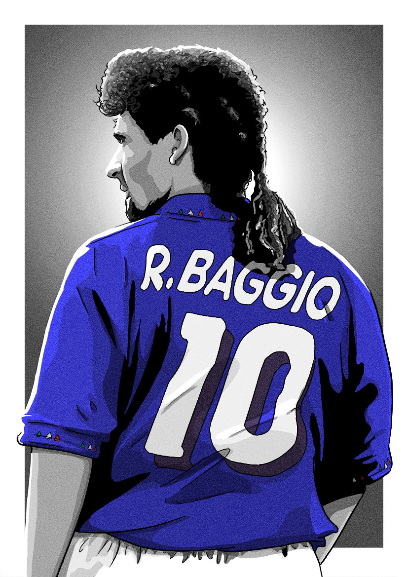 Roberto Baggio Italy Football Print - Etsy