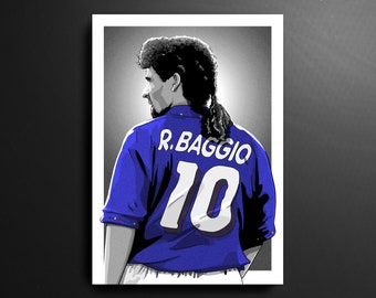 Roberto Baggio Italy Football Print