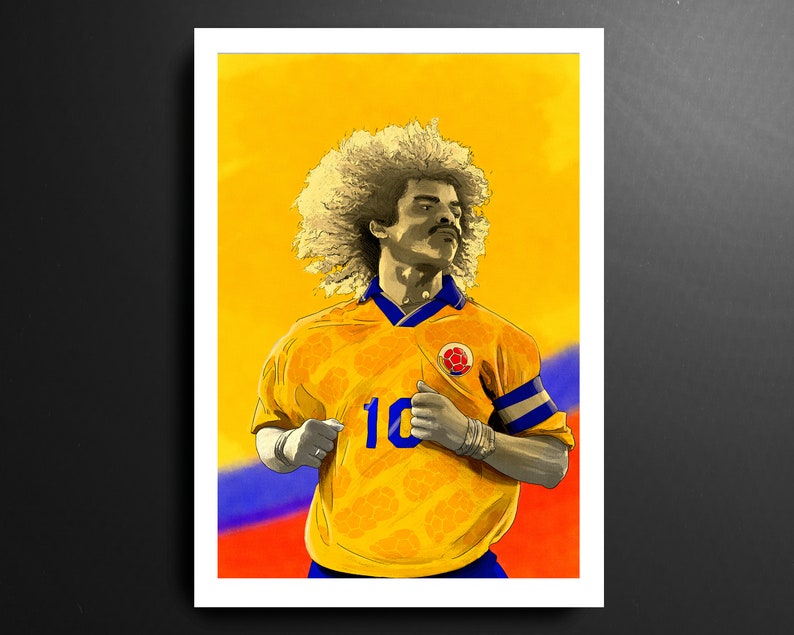 Carlos Valderrama Colombia Football Print - Etsy