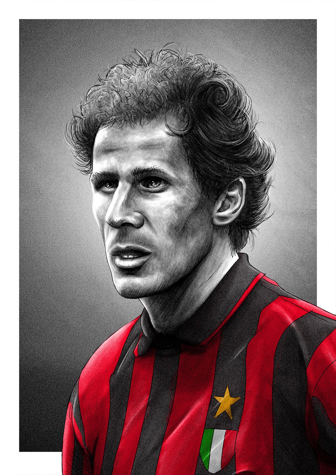 フランコ・バレージ ACミラン サッカー ゲームシャツ 転写プリント フランコ・バレージ ACミラン サッカー ゲームシャツ 転写プリント