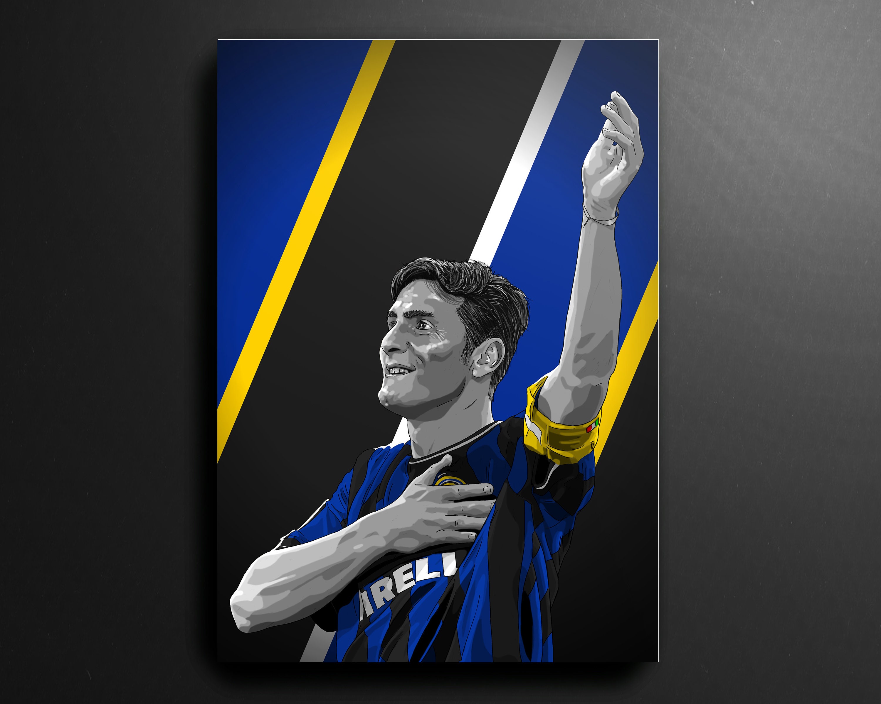 Javier Zanetti Inter Milan Serie A Football Print Etsy Norway