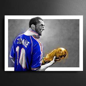 Zinedine Zidane France 98 World Cup Football Print