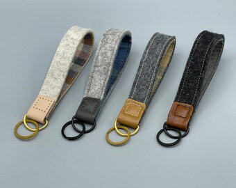 Wool Felt Keychain / Key Fob - made of 100% Wool Felt and Flannel, perfect for wool anniversary