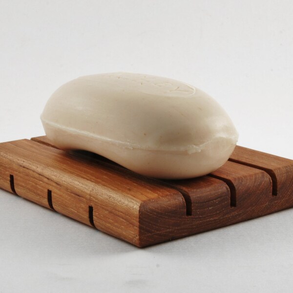 Wood Soap Dish - Draining Bar Soap Holder - Natural Soap Dish - Hickory