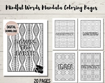 Mindful Words  Mandala Colouring Book | Adult Activity & Mindfulness | Self Care | Mental Health Self Kindness Anxiety | Luxury