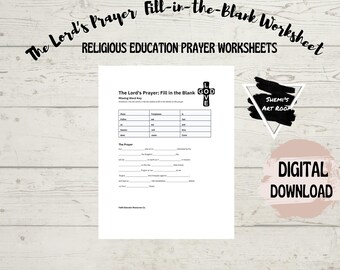 Catholic Prayer Fill-in-the-Blank Worksheet - Lord's Prayer Printable - CCD Sunday School Activity - Memorization Tool for Kids -Our Father