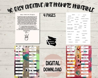 40 Creative Art Journal Prompt Cards | Printable PDF | Journal prompt cards | Art Inspiration | Junk Journaling | Mixed Media Techniques