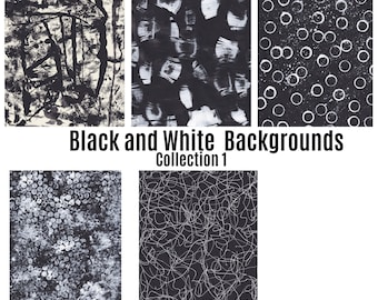 Printable black and white pattern, Black and White Collection 1/ brush marks digital paper, ink patterns, circles, stripes