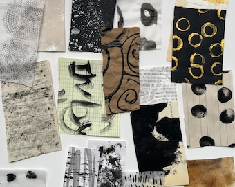 Hand Painted Paper Pack: 15 Sheets of Mixed Media Textures - Neutral Junk Journal Fodder, Vintage Ledger, Tracing & Tissue Paper Bundle