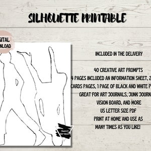 Printable Silhouettes , Junk Journal, Mixed Media, Art Ephemera image 3