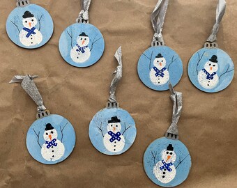 Sparkling Snowman Ornament - Glitter Accents and Hand-Painted Details -Winter Holiday Decoration for Christmas -Seasonal Decor and Gift Idea