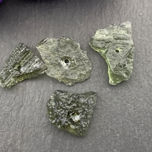 Rough Moldavite beads/Moldavite -  lot of 4 beads