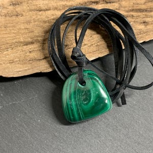 Malachite pendant/ Adjustable Malachite necklace | GP5-19-4