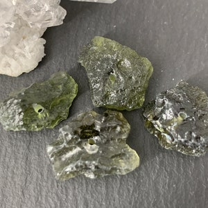 Rough Moldavite beads 12-15mm long / Moldavite - lot of 4 beads
