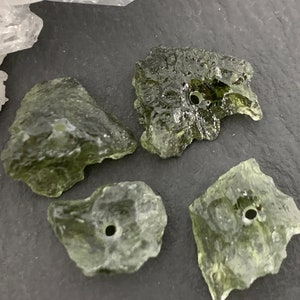 Rough Moldavite beads lot of 4 beads