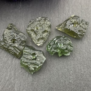 Rough Moldavite beads- Moldavite - lot of 5 beads