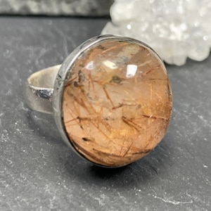 Ring size US 6 with rutilated quartz