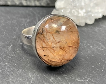 Ring size US 6 with rutilated quartz