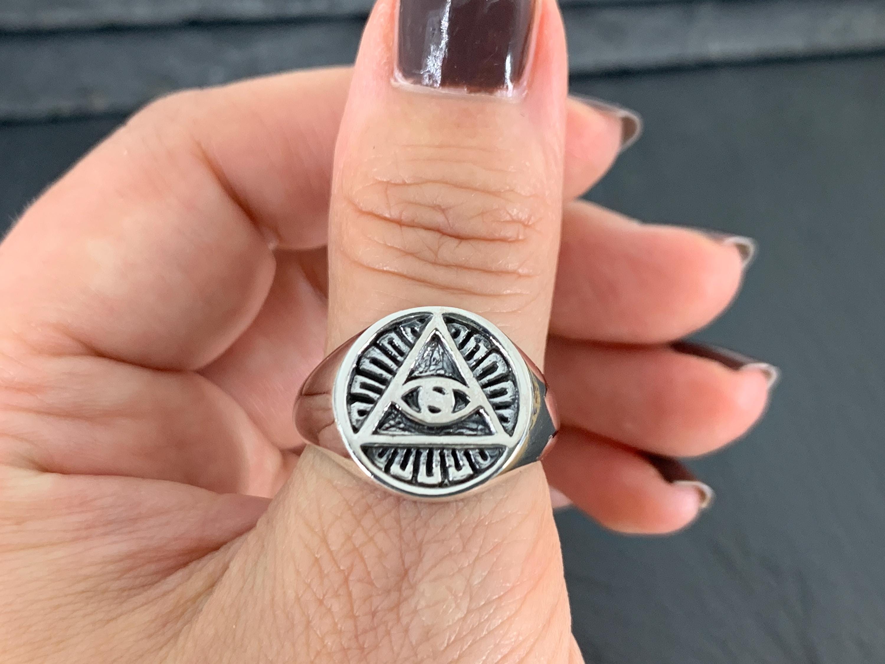 Seeing Eye Rings Sterling Silver All-seeing Eye Ring • Triangle Symbol Ring - Etsy