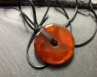 Carnelian pendant/ Carnelian donut / Donut pendant