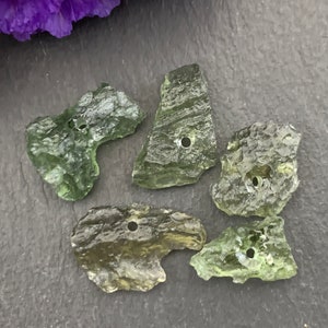 Rough Moldavite beads/ Moldavite -  lot of 5 beads
