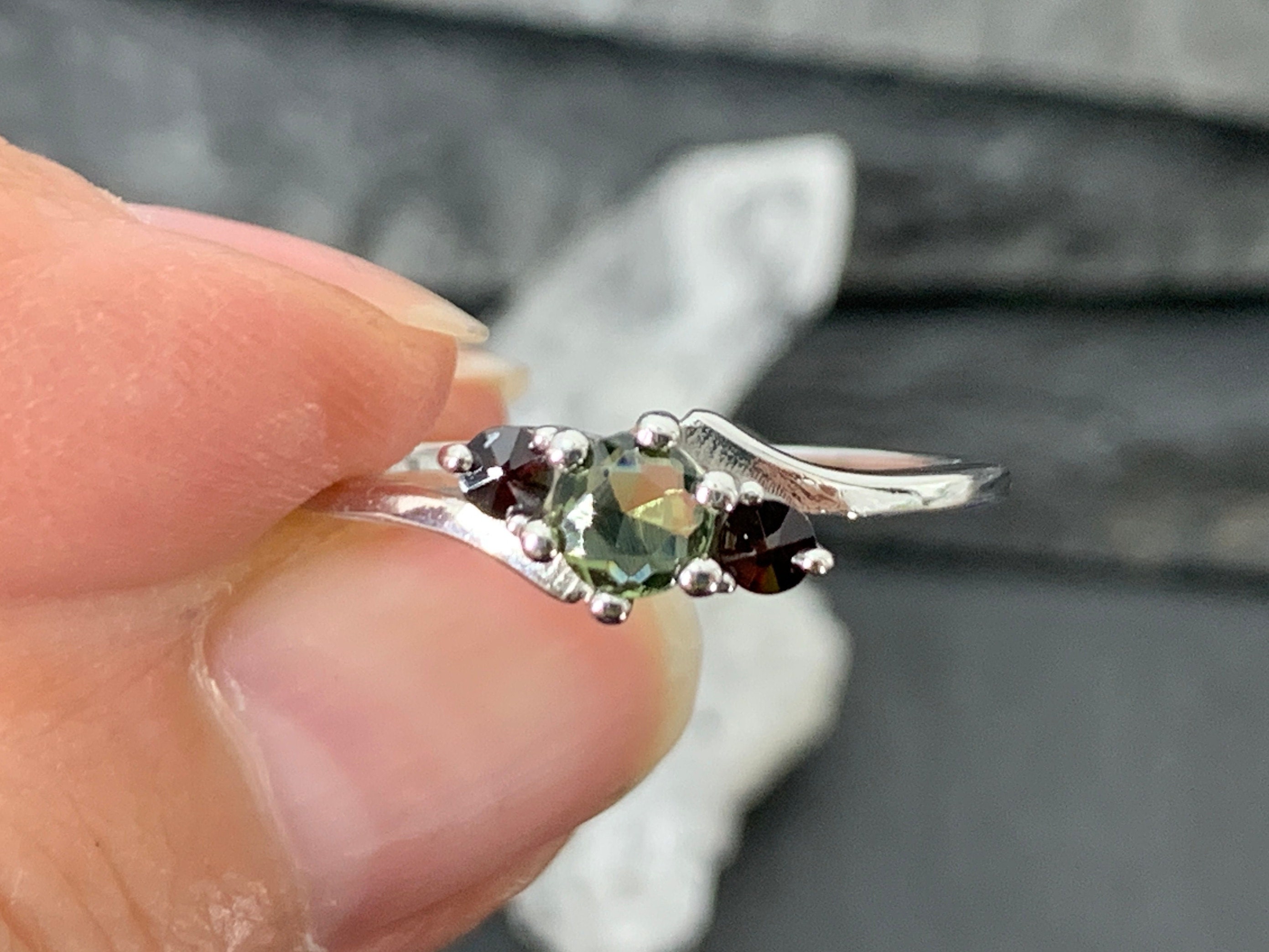 Moldavite and Garnet Etsy