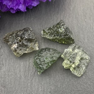 Rough Moldavite beads 2.88g-  lot of 4 beads