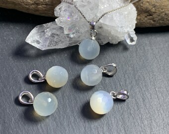 Faceted White Moonstone Ball Pendant