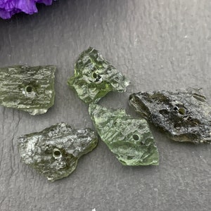 Rough Moldavite beads/ Moldavite - the most powerful crystal/ lot of 5
